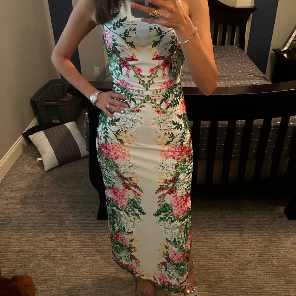 Light blue flower dress worn once